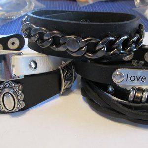 5 older Paparazzi leather snap bracelets